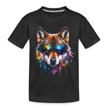 Lunettes de soleil loup imprimé animal coloré - T-shirt bio Premium Enfant - noir - Devant