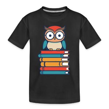 Books Owl Cute Bookworm Bookworm Bookworm - Kids' Premium Organic T-Shirt - black - Front