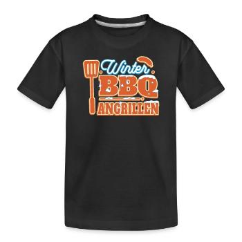 BBQ Barbecue ANGRILLEN grillen Barbecue-Grill - Kinder Premium Bio T-Shirt - Schwarz - Vorne