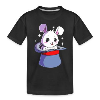 Zauberer Magie Magier Hase - Kinder Premium Bio T-Shirt - Schwarz - Vorne