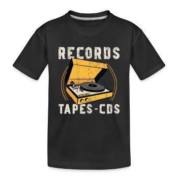 Disques vinyles - Cds Turntable Music Lover - T-shirt bio Premium Enfant - noir - Devant
