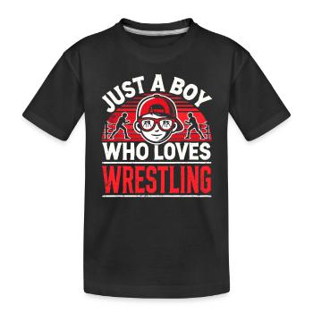 Lutte, Ringen, juste un garçon qui aime la lutte - T-shirt bio Premium Enfant - noir - Devant