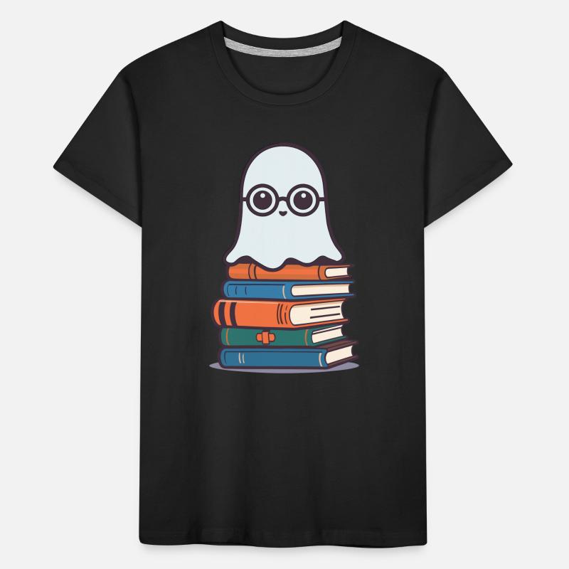 Book Lover Style Reading Halloween Ghost Kids' Premium Organic T-Shirt
