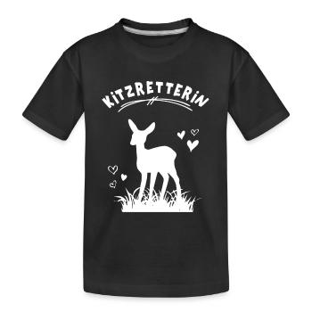 Kitzretterin Kitze Retten Waldtier Rehkitz Baby - Kinder Premium Bio T-Shirt - Schwarz - Vorne