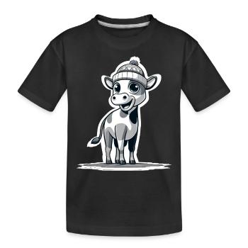 Calf with cap bk - Kids' Premium Organic T-Shirt - black - Front