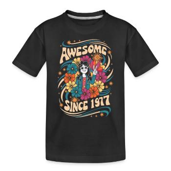 Vintage 1977 Hippie Anniversaire Rétro Fleurs - T-shirt bio Premium Enfant - noir - Devant