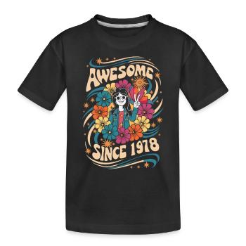 Vintage 1978 Hippie Anniversaire Rétro Fleurs - T-shirt bio Premium Enfant - noir - Devant