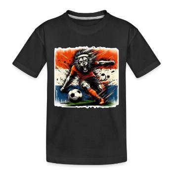 Dutch Pride Football Dutch Lion vintage - Kids' Premium Organic T-Shirt - black - Front