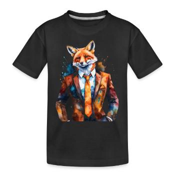 Fuchs Anzug Bunt Tier Design Print - Kinder Premium Bio T-Shirt - Schwarz - Vorne