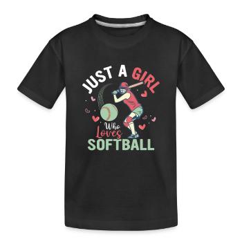 Juste une fille qui aime le softball par équipe de baseball - T-shirt bio Premium Enfant - noir - Devant
