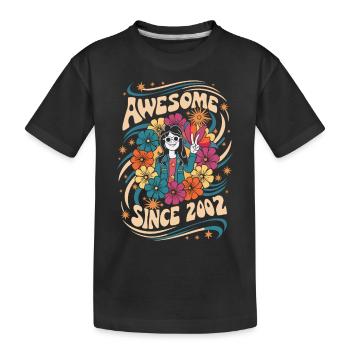 Vintage 2002 Hippie Anniversaire Rétro Fleurs - T-shirt bio Premium Enfant - noir - Devant