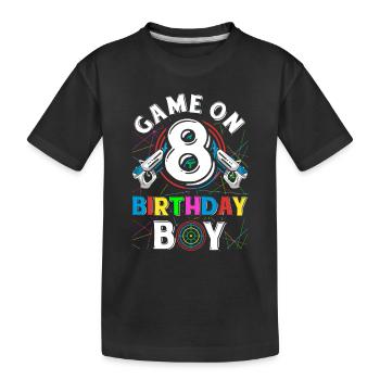 Lasertag Game On 8 Birthday Boy Indoor Laser Tag - Kids' Premium Organic T-Shirt - black - Front