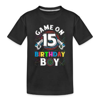 Lasertag Game On 15 Birthday Boy Indoor Laser Tag - Kids' Premium Organic T-Shirt - black - Front