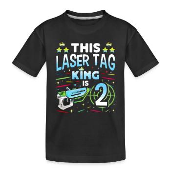 Lasertag King Is 2 Birthday Boy Indoor Laser Tag - Kids' Premium Organic T-Shirt - black - Front