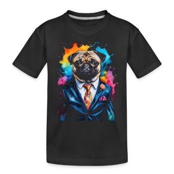 Carlin Costume Chien Coloré Drôle Animal Design Imprimer - T-shirt bio Premium Enfant - noir - Devant