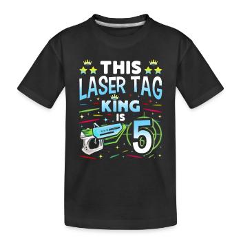 Lasertag King Is 5 Birthday Boy Indoor Laser Tag - Kids' Premium Organic T-Shirt - black - Front