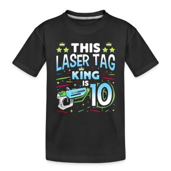 Lasertag King Is 10 Birthday Boy Indoor Laser Tag - Kids' Premium Organic T-Shirt - black - Front