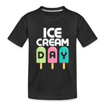 Ice Cream Day Summer Scoop Cone - Kids' Premium Organic T-Shirt - black - Front