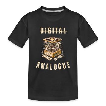 Analog nicht Digital Vintage Plattenspieler 80er - Kinder Premium Bio T-Shirt - Schwarz - Vorne