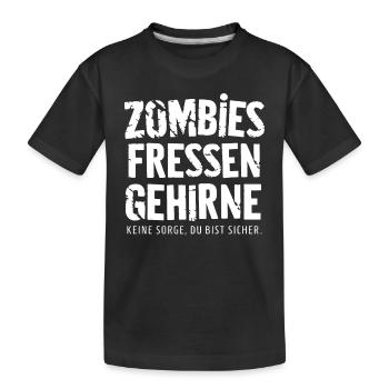 Zombies fressen Gehirne - Kinder Premium Bio T-Shirt - Schwarz - Vorne