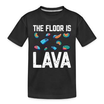 Der Boden ist Lava Bouldern - Kinder Premium Bio T-Shirt - Schwarz - Vorne