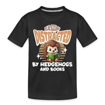Hedgehogs Reading Books Book - Kids' Premium Organic T-Shirt - black - Front