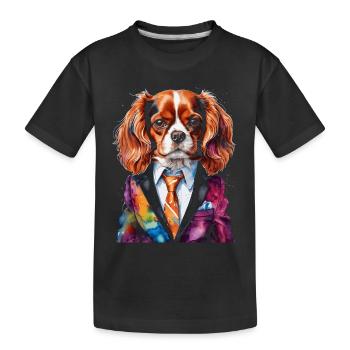 Cavalier King Charles Spaniel Costume Imprimé Chien - T-shirt bio Premium Enfant - noir - Devant