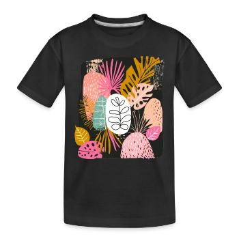 Feuilles tropicales colorées Art abstrait - T-shirt bio Premium Enfant - noir - Devant
