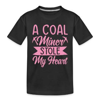 Un mineur de charbon a volé mon cœur Femme Fille Mine - T-shirt bio Premium Enfant - noir - Devant