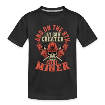 Posez-moi des questions sur la pioche de mineur de mine de charbon - T-shirt bio Premium Enfant - noir - Devant