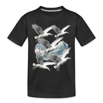 Mouettes Mer Mer Mer Océan Côte Oiseaux Marins - T-shirt bio Premium Enfant - noir - Devant