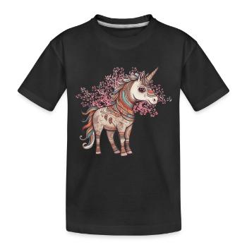 Einhörner Einhorn Schamane Natur Wald indianisch - Kinder Premium Bio T-Shirt - Schwarz - Vorne
