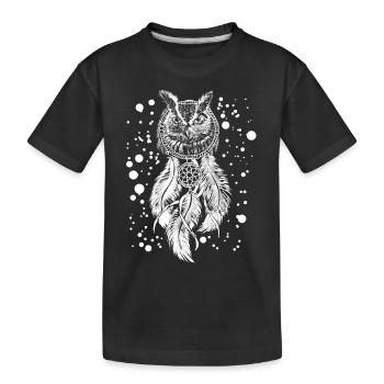 Owl Dream Catcher T-Shirt - Cool Nocturnal Birds - Kids' Premium Organic T-Shirt - black - Front