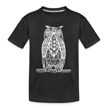 hibou vector art prédateur oiseau nocturne oiseaux amant - T-shirt bio Premium Enfant - noir - Devant