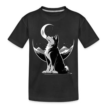Loup au clair de lune - T-shirt bio Premium Enfant - noir - Devant