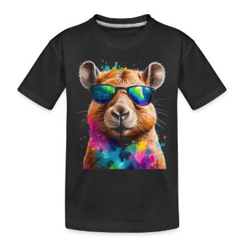 Capybara Sunglasses Capy Colorful Animal Design Print - Kids' Premium Organic T-Shirt - black - Front