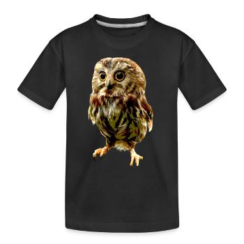 Bébé hibou mignon grands yeux prédateur d’oiseaux nocturnes - T-shirt bio Premium Enfant - noir - Devant