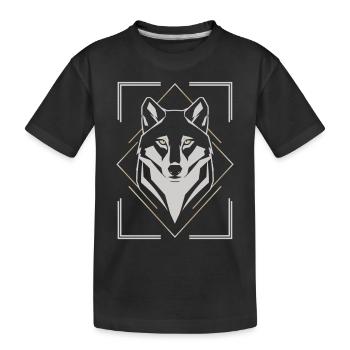 Stilvoller Wolfskopf Geometrisch - Kinder Premium Bio T-Shirt - Schwarz - Vorne