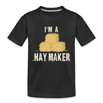 Lustiger Heumacher Bauernhof Lebensstil Heu - Kinder Premium Bio T-Shirt - Schwarz - Vorne