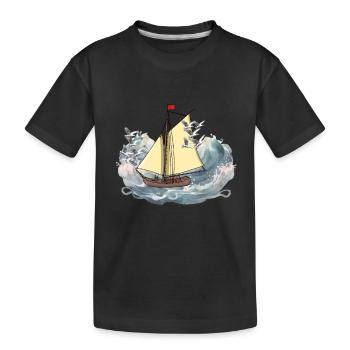 Ship Ships Sailing Ship Sailor Yolle Captain's Sea - Kids' Premium Organic T-Shirt - black - Front