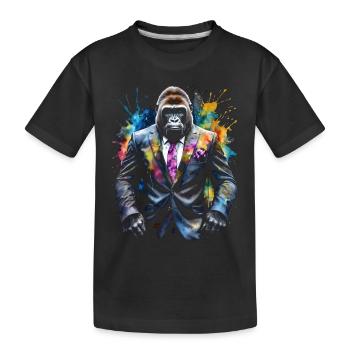 Gorilla Anzug Affe Bunt Tier Design Print - Kinder Premium Bio T-Shirt - Schwarz - Vorne