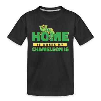La maison est là où mon caméléon est la panthère voilée - T-shirt bio Premium Enfant - noir - Devant