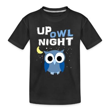 Up Owl Night Owl Moon Nocturnal Bird Lover Funny - Kids' Premium Organic T-Shirt - black - Front