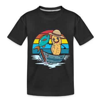 Cacahuète Arc-en-ciel Bateau Poisson Poisson Pêcheur Noix - T-shirt bio Premium Enfant - noir - Devant