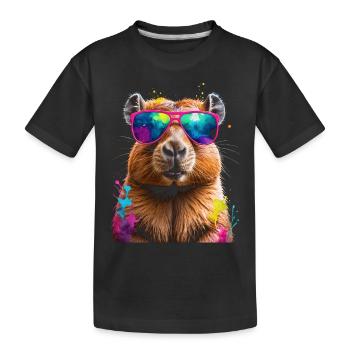 Capybara Sunglasses Capy Colorful Animal Design Print - Kids' Premium Organic T-Shirt - black - Front