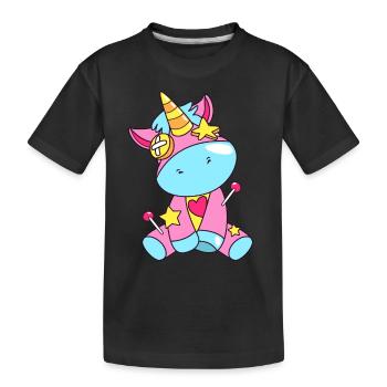 Voodoo Einhorn - Kinder Premium Bio T-Shirt - Schwarz - Vorne