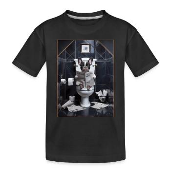 Frenchie Toilette Zeitung lesen Geschenk - Kinder Premium Bio T-Shirt - Schwarz - Vorne