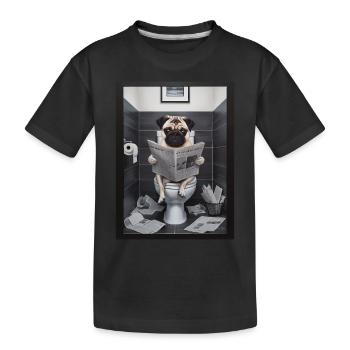 Mops Toilette Zeitung lesen Geschenk - Kinder Premium Bio T-Shirt - Schwarz - Vorne