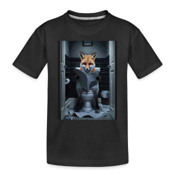 Fuchs Toilette lesen Zeitung Geschenk - Kinder Premium Bio T-Shirt - Schwarz - Vorne