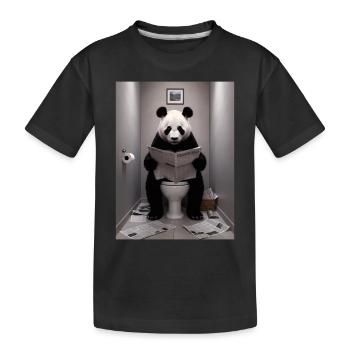 Panda Toilette Zeitung lesen Geschenk - Kinder Premium Bio T-Shirt - Schwarz - Vorne